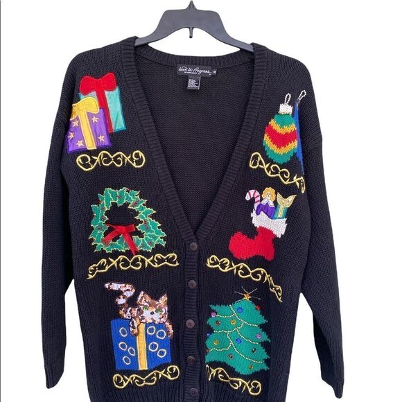 Work In Progress Vintage Sz M Ugly Christmas Sweater - Picture 4 of 9
